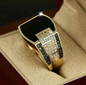 Men's Ring Metal Gold Color Black Stone Zircon