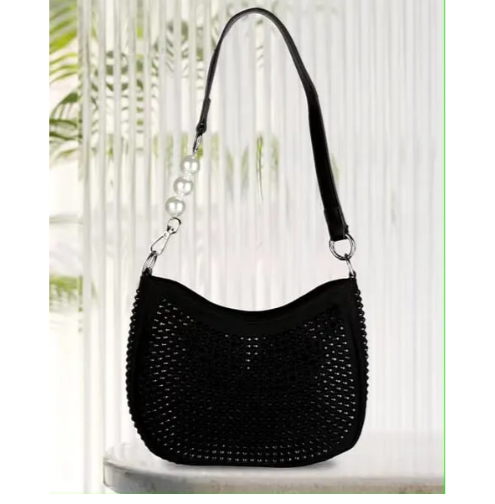 Black Stone beads Cross body bag